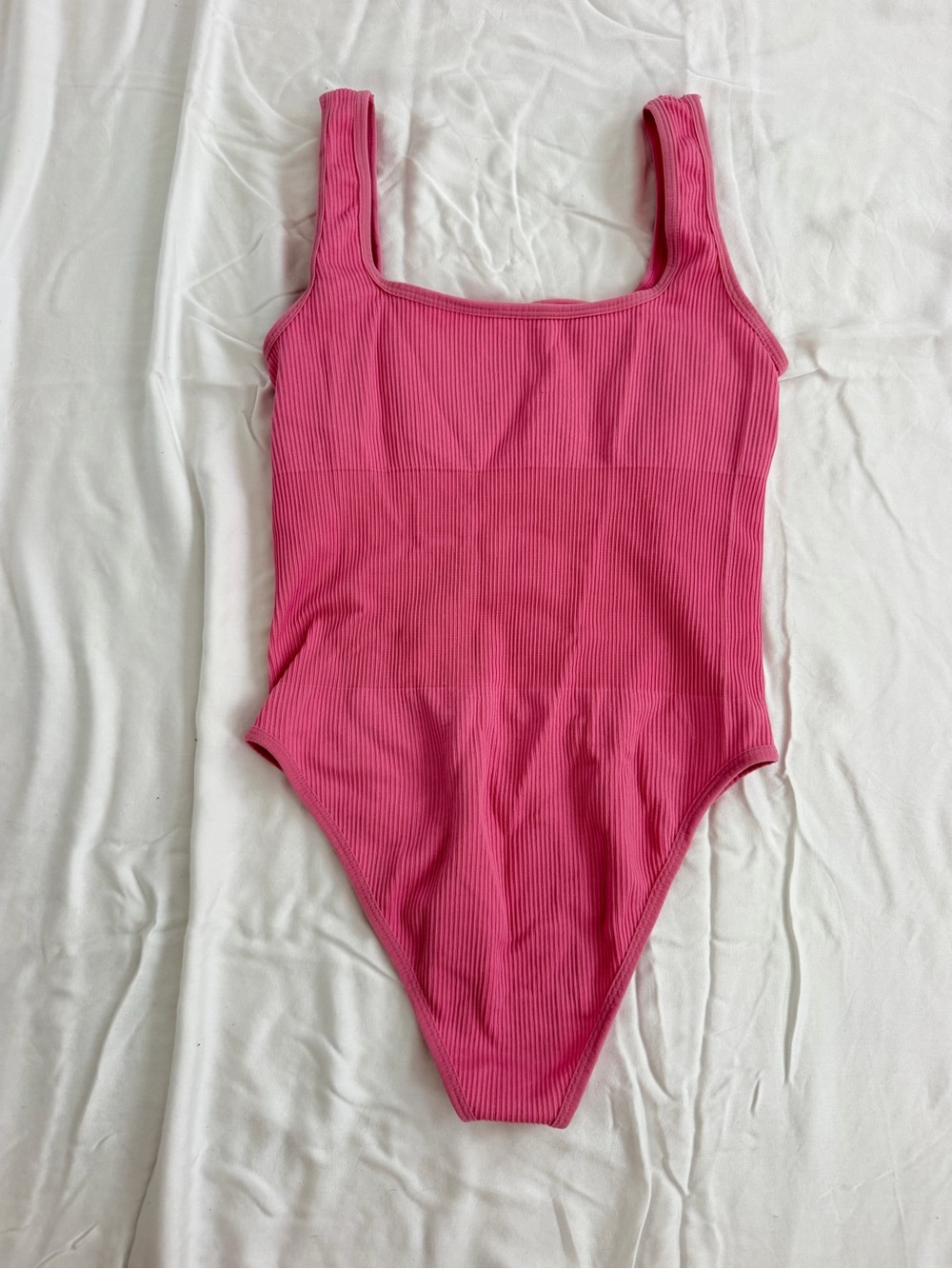Amazon Pink Ribbed Square-Neck Bodysuit - Picture 3 of 4